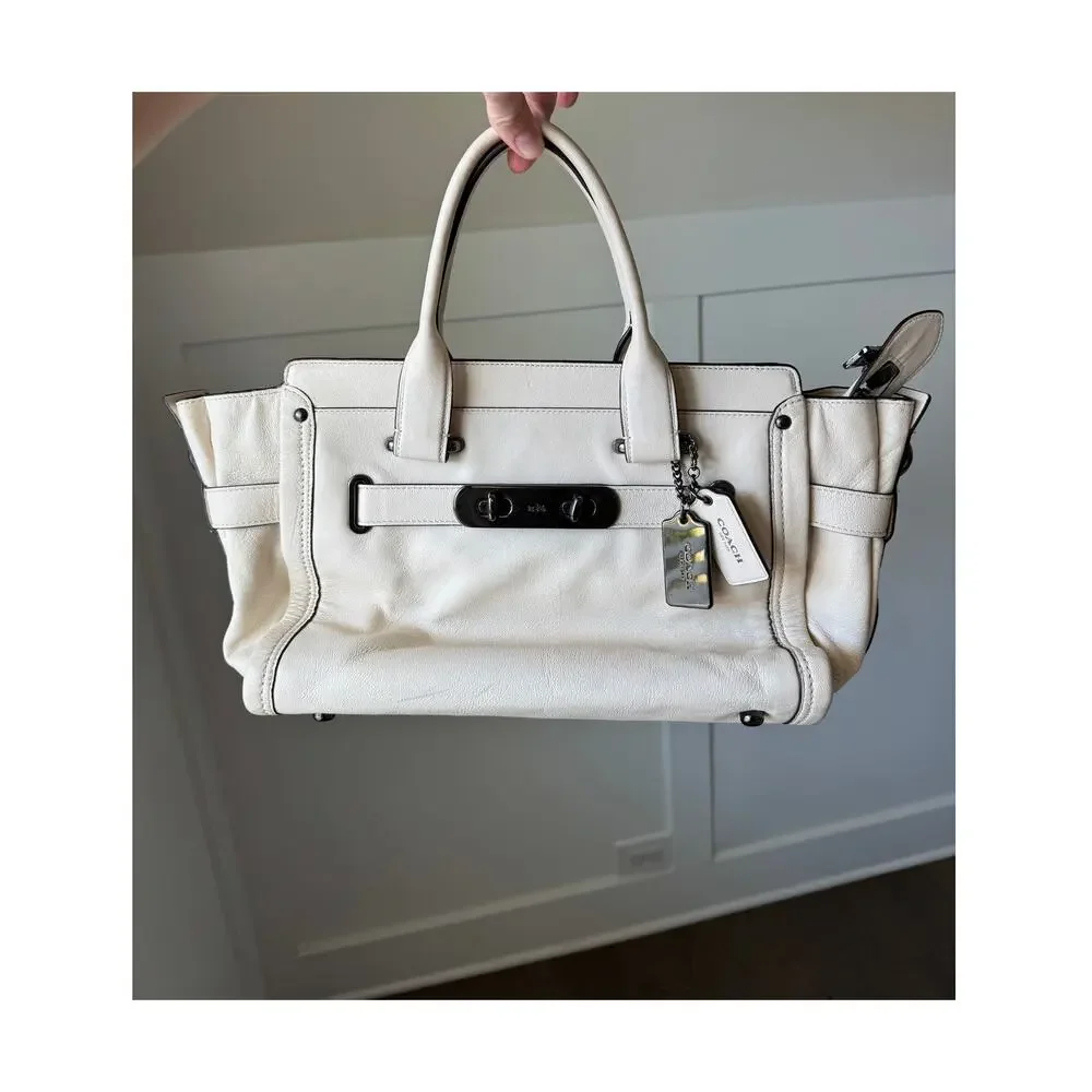 Coach Swagger 27 White Glove-Tanned Leather Top Handle Satchel Bag